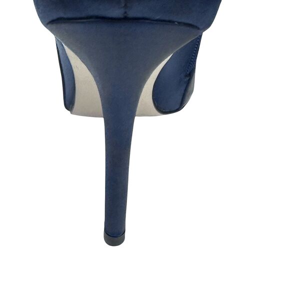 Neiman Marcus Silk Navy Pointed Toe Flower Bling Stiletto Ankle Boots Size 6.5 - Picture 10 of 12